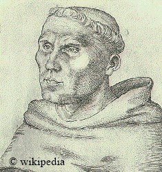 Martin Luther als Augustinermnch um 1520 auf einem Bildnis des Lucas Cranach dem lteren.