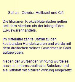 Safran - Gewrz, Heilkraut und Gift